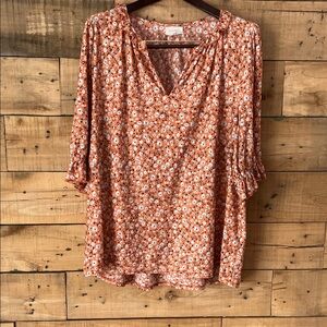 MELLODAY Orange Floral Blouse